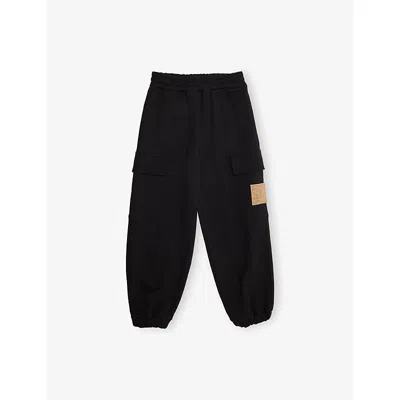 FENDI BLACK BRAND-APPLIQUÉ FLAP-POCKET COTTON JOGGING BOTTOMS 8-