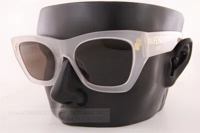 Pre-owned Fendi Brand  Sunglasses Fe 40100i 21e White Pearl/dark Brown For Men Women In Gray