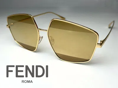 Pre-owned Fendi Brand  Sunglasses Fe40016u Metal Gold/ Yellow Lens 30g 60-140 Italy