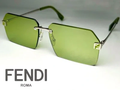 Pre-owned Fendi Brand  Sunglasses Fe40043u Metal Silver/ Green Lens 16q 59-145 Italy