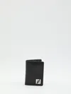 Fendi Ff Squared Leather Bi-fold Card Holder Accessories In Black