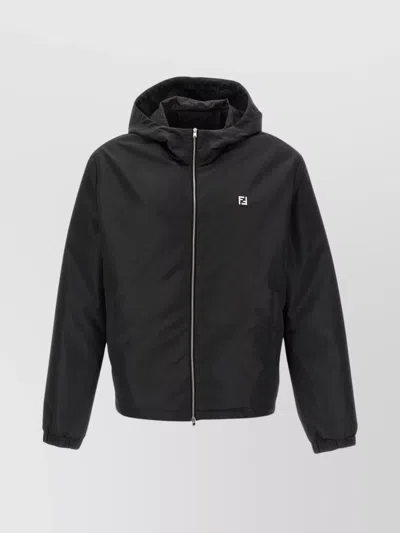 FENDI BRANDED JACKET WITH HOOD AND POCKETS