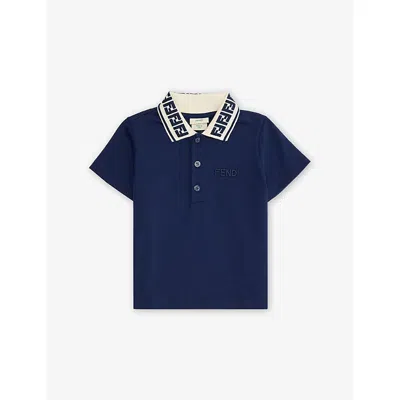 Fendi Babies' Brand-embroidered Jersey Polo Shirt 9-36 Months Yale In Blue