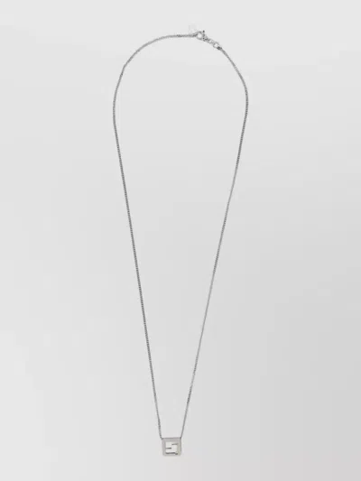 Fendi Brass Pendant Necklace In Silver