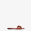 Fendi Baguette Leather Slides With Macro Selleria Topstitches In Brown