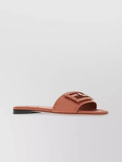 Fendi Brick Leather Slippers
