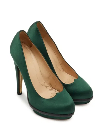 Pre-owned Fendi Bridge Platform Pumps In Green