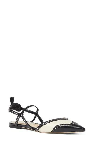 Fendi Brogue Colibrí Pointed Toe Flat In Black