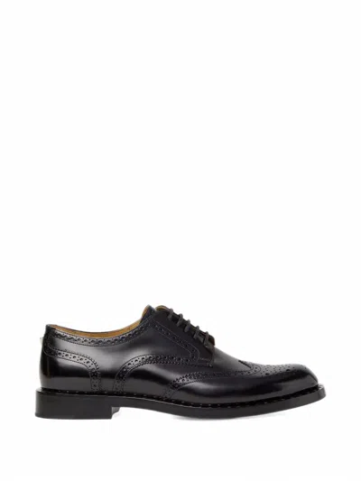 Fendi Brogue Leather Derby Shoes In Black