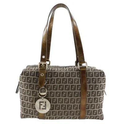 Pre-owned Fendi Bronze Nylon Canvas Shoulder Bag ()