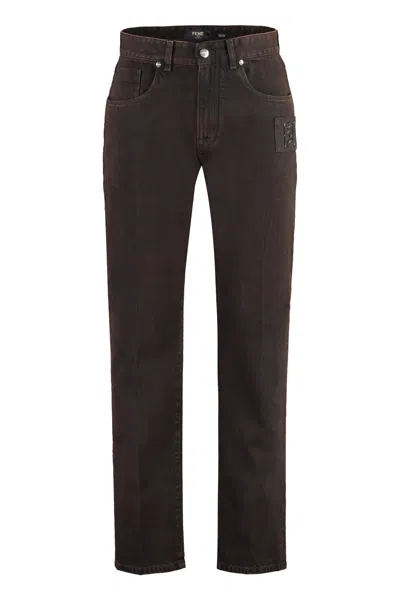 Fendi Brown 5-pocket Straight-leg Jeans For Men
