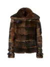 Fendi Blouson Brown Backed Sheepskin And Nappa Leather Jacket In Yellow