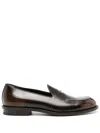 Fendi Ff-embossed Patent Leather Loafers In Brown