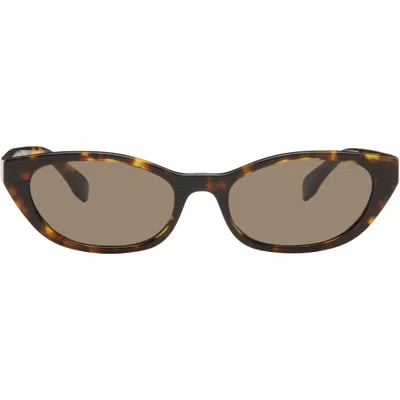 Fendi Brown Baguette Sunglasses In Red