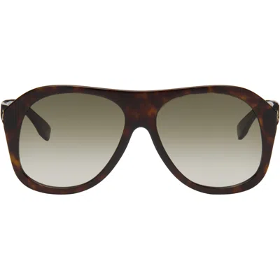 Fendi Brown Baguette Sunglasses In Dark Havana / Gradie