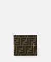 Fendi Ff Jacquard Fabric Bi-fold Wallet Accessories In Brown
