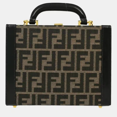 Pre-owned Fendi Brown Black Zucca Makeup Box