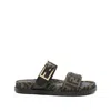 Fendi Leather Sandals With Double Strap And Buckle In Multi