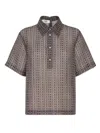 Fendi Grid-pattern Polo Top In Brown