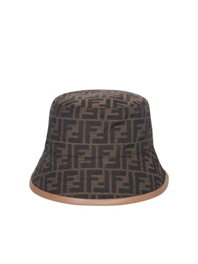 Fendi Ff Monogram Bucket Hat In Brown