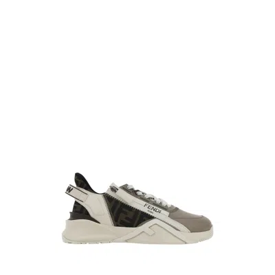 Fendi Brown Calf Leather Bos Taurus Athletic Sneakers In Black
