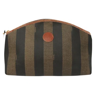 Pre-owned Fendi Brown Canvas Clutch Bag ()