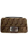 Fendi Ff Monogram Baguette Bag In Brown