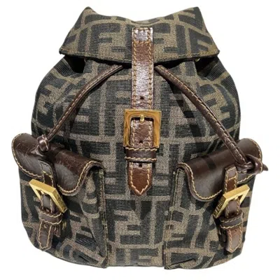 Pre-owned Fendi Brown Canvas Leather Backpack ()
