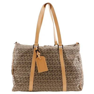 Pre-owned Fendi Brown Canvas Leather Boston Bag ()