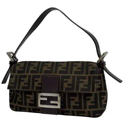 Pre-owned Fendi Brown Canvas Leather Handbag Shoulder Bag ()
