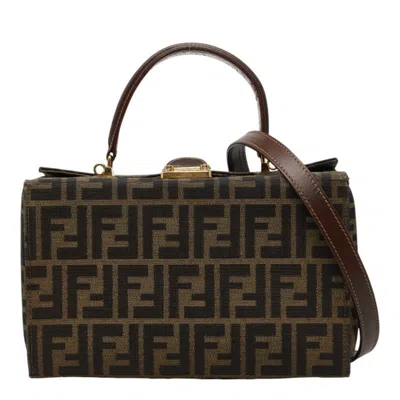 Pre-owned Fendi Brown Canvas Leather Handbag Shoulder Bag ()