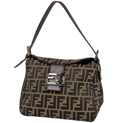 Pre-owned Fendi Brown Canvas Leather Handbag Shoulder Bag ()