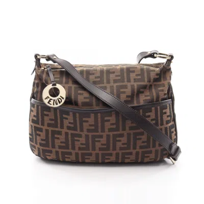 Pre-owned Fendi Brown Canvas Leather Handbag Shoulder Bag ()