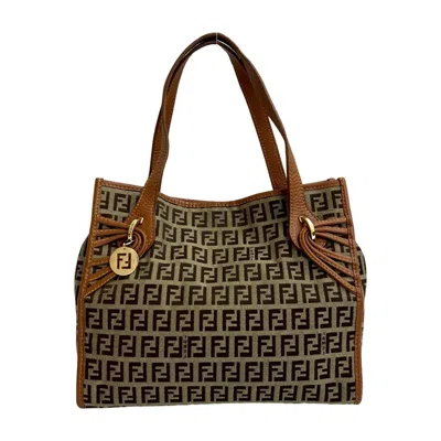 Pre-owned Fendi Brown Canvas Leather Handbag Tote Bag ()