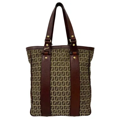 Pre-owned Fendi Brown Canvas Leather Handbag Tote Bag ()