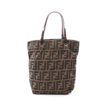 Pre-owned Fendi Brown Canvas Leather Handbag Tote Bag ()
