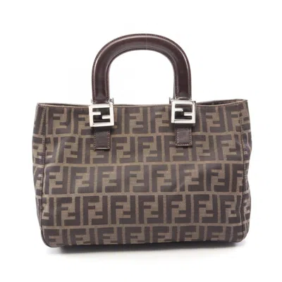 Pre-owned Fendi Brown Canvas Leather Handbag Tote Bag ()