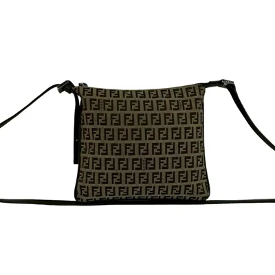 Pre-owned Fendi Brown Canvas Leather Pochette Shoulder Bag ()