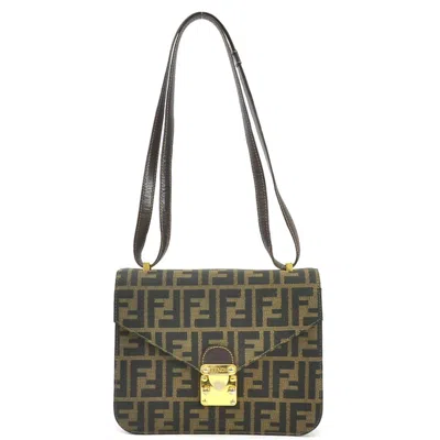 Pre-owned Fendi Brown Canvas Leather Shoulder Bag ()