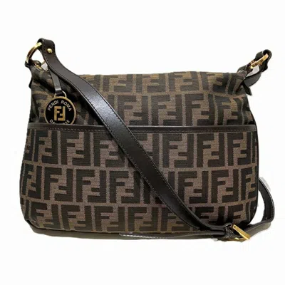 Pre-owned Fendi Brown Canvas Leather Shoulder Bag ()