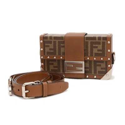 Pre-owned Fendi Brown Canvas Leather Shoulder Bag ()