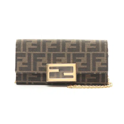 Pre-owned Fendi Brown Canvas Leather Shoulder Bag ()