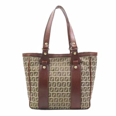 Pre-owned Fendi Brown Canvas Leather Shoulder Bag ()