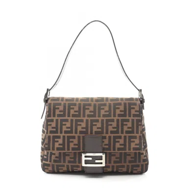 Pre-owned Fendi Brown Canvas Leather Shoulder Bag ()