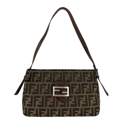 Pre-owned Fendi Brown Canvas Leather Shoulder Bag ()