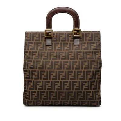 Pre-owned Fendi Brown Canvas Leather Shoulder Bag ()
