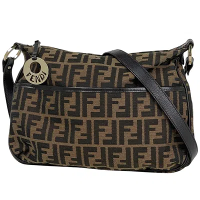 Pre-owned Fendi Brown Canvas Leather Shoulder Bag ()