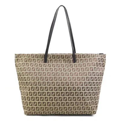Pre-owned Fendi Brown Canvas Leather Shoulder Bag Tote Bag ()