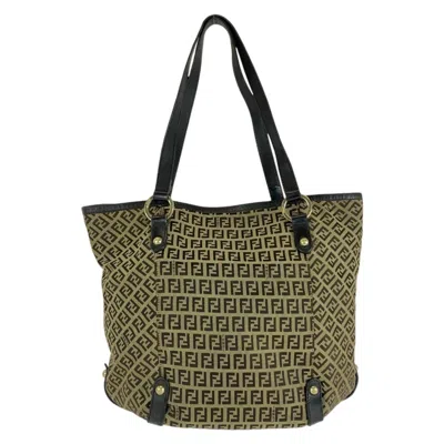 Pre-owned Fendi Brown Canvas Leather Shoulder Bag Tote Bag ()