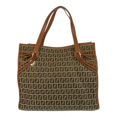 Pre-owned Fendi Brown Canvas Leather Shoulder Bag Tote Bag ()